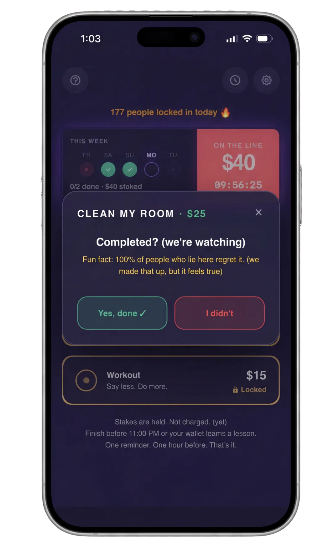Do it or pay — app screenshot